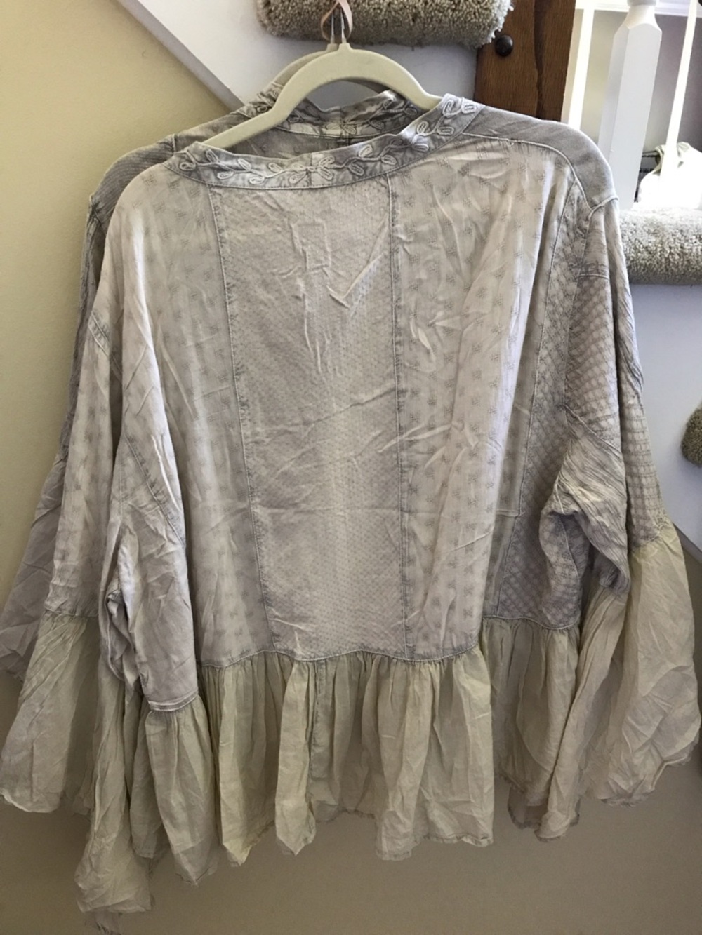 Young Hearts Women's Layered Gray & Cream Kimono Cardigan - Picture 2 of 2
